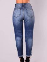Pantalones vaqueros ajustados de cintura alta para mujer Pantalones vaqueros de estilo coreano con agujeros - details 12