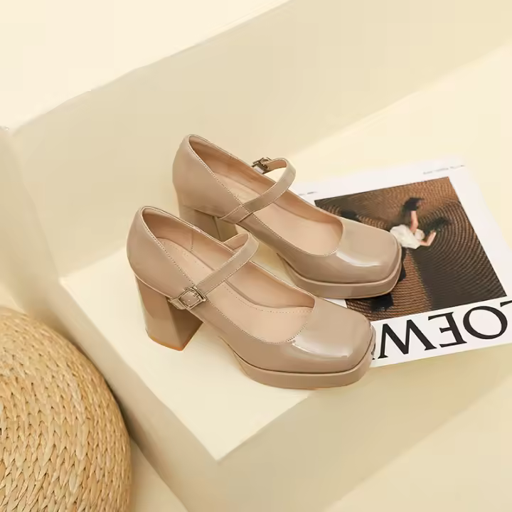 Zapatos de mujer de tacón alto y grueso estilo francés de nuevo estilo - 1