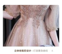 Vestido de dama de honor de color champán de alta gama, ligero y lujoso de noche de estilo francés para mujer, socialité, hada y noble, puede ser - details 17