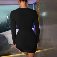 Vestido corto de manga larga para mujer, minivestido de color sólido para discoteca, nuevas características - details 4