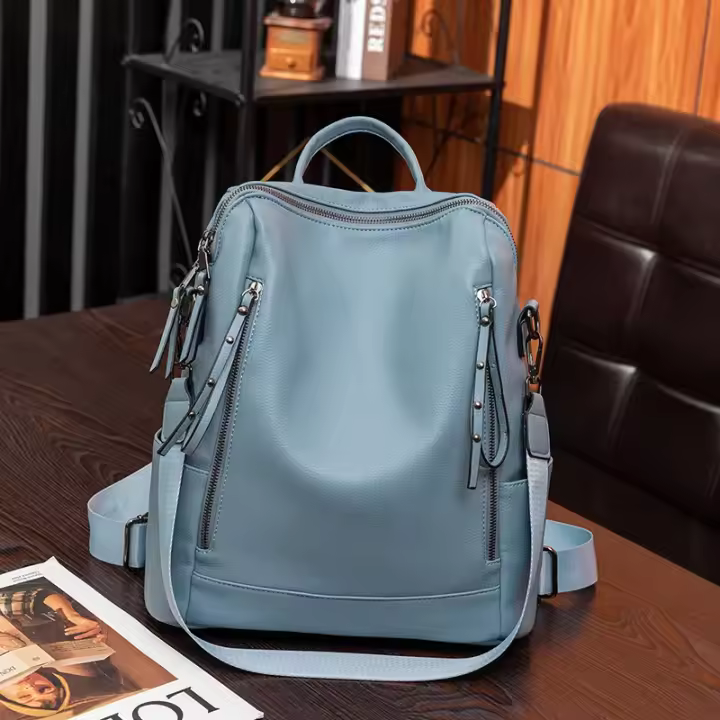 Mochila De piel auténtica para mujer, bolso de viaje de alta calidad, informal, de hombro, 2023 - 1