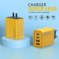 VAORLO-cargador ultrarrápido de 120W, 4 puertos USB C PD, carga rápida USB 3,0 tipo C, cargador de enchufe UE y EE. UU. para Xiaomi iPhone 15 Pro Max - details 1