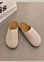 Zapatillas retro de media cabeza con bolsa tejida para mujer 2025, nuevas zapatillas romanas frescas, huecas, cómodas y transpirables de un pedal. - details 7