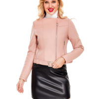 Abrigo corto de motociclista de piel sintética para mujer, chaqueta de manga larga con cremallera, ropa de otoño - details 29