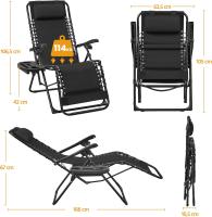 Juego de 2 Hamacas Siesta Gravedad Cero Sillas Plegables Exteriores con Brazo de Reposo y Soporte para Bebidas - details 11