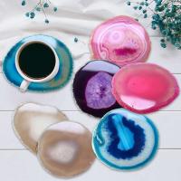 1 Uds. Losa de ágata roja, azul y púrpura de 70-90g, posavasos de cristal Mineral de amatista, borde galvanizado, rebanada de ágata geoda - details 7