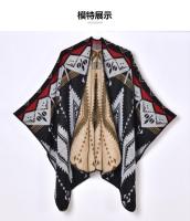 Chal grueso y cálido para mujer, estilo retro, de jacquard, de talla grande, con abertura para mujer, para otoño e invierno - details 3
