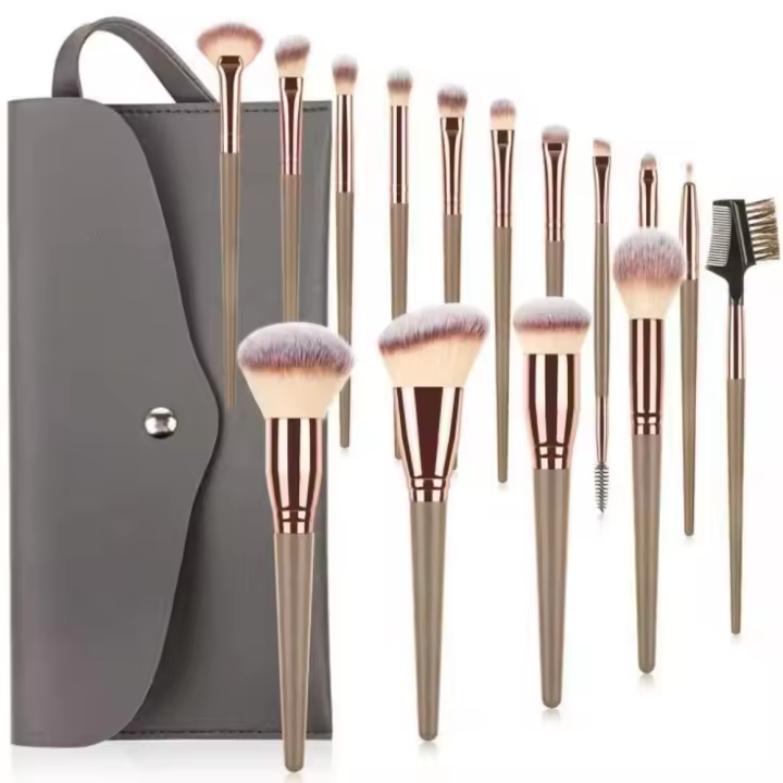 Juego de brochas de maquillaje con soporte de 15 piezas, herramientas de belleza para base en polvo, súper suave - 1