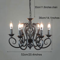 Candelabro Industrial de hierro forjado, 3, 5, 6 luces, candelabro vintage, lámpara colgante retro en blanco y negro, venta al por mayor - details 5