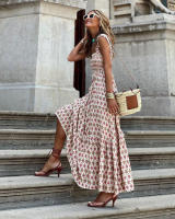 Vestido estampado de alta gama, estilo puro lujuria, falda con tirantes florales retro - details 2