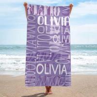 Toalla de playa personalizada para piscina, diseño de fuente multicolor, baño personalizado, con nombre exterior, cumpleaños - details 2