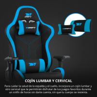 DR110 - Silla Gaming Profesional, Tejido Tejido Alta transpirabilidad, reposabrazos 4D, Ruedas silenciosas, pistón Clase 4, inclinación, cojín Lumbar y Cervical, Color Negro - details 29