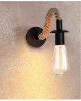 Lámpara de Pared Vintage de Cuerda de Hierba con Luz E27 Retro para Baño Sala Corridor Señero Decoración Interior Material de Madera y Hierro Largo de 18 a 29.9cm y Ancho de 13 a 22.9cm - details 4