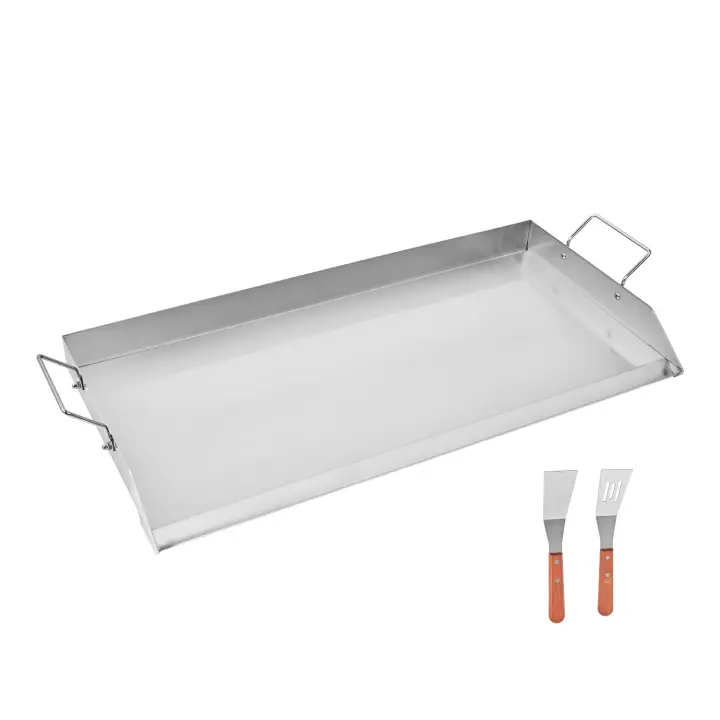 SucceBuy Plancha de acero inoxidable, placa rectangular universal de 32 x 16 pulgadas, plancha de gas para barbacoa, teppanyaki, utensilios de cocina portátiles con mango, ideal para acampar y tailgating - 1