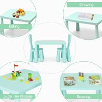 Juego de Mesa y Silla Infantil, Mesa con 2 sillas de plástico para niños, Conjunto de pupitres de Actividades para niños, Set de Mueble Infantil de 3 Piezas, Apto para 1-7 años (Azul) - details 23