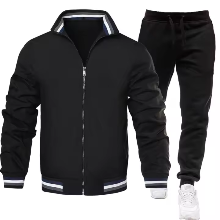 Chaqueta deportiva informal para hombre, dos piezas de color sólido, nuevo estilo - 1