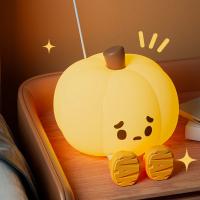 Luces LED de noche para niños, lámpara de silicona segura de calabaza, sincronización recargable por USB, decoración de cabecera, luz nocturna suave para bebés, regalo de Halloween - details 3