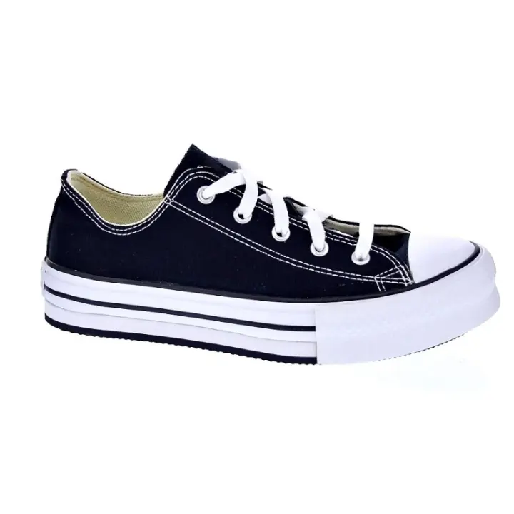 Zapatillas Mujer modelo bajas plataforma Chuck Taylor lona Negro - 1