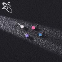 ZS-Piercings de acero inoxidable para el cartílago de la oreja, Piercings de hélice Tragus de cristal sin rosca, estilo Push-In, Labret, labio superior, 1,5 MM-4MM, CZ, 1 pieza - details 5