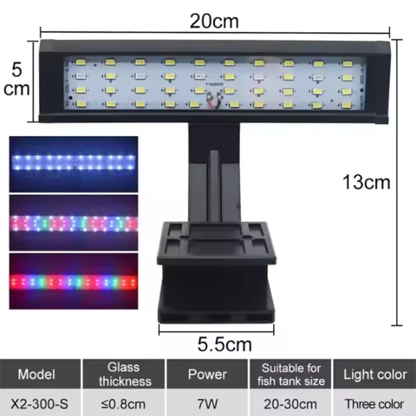 Luz LED para plantas de pecera, lámpara de Clip para cultivo, Coral acuático, iluminación de pecera, interruptor de 3 colores, 220V, 10-55cm - 1
