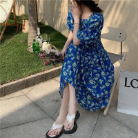 Mangas acampanadas francesas finas con cuello en V estampado casual para mujer, falda de princesa con volantes, nuevo estilo para el verano - details 5