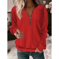 Camisetas con cuello en v para mujer, jerséis informales de manga larga, camiseta para mujer de otoño - details 7