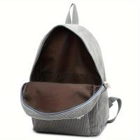Mochila Casual de Pana para Mujer - Correas Ajustables, Cierre Antirrobo, Color Sólido, Gran Capacidad, Bandolera Cómoda - details 3