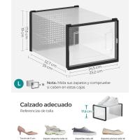 Cajas de Zapatos de Plástico Juego de 18 Organizadores Plegable, Apilable, Transparente, Blanco - details 25