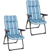 Playa, Jardín Acolchado 4 Posiciones de Acero y Lona Oxford de Rayas Azul Sin Reposapiés (Sin Reposapiés 1 sillón) - details 3