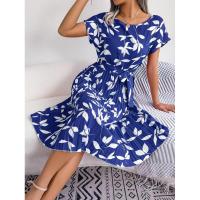 Ropa de mujer Primavera Verano Nuevo Vestido de manga corta con lazo floral Falda plisada - details 6
