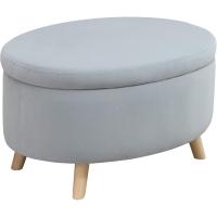 Taburete de Almacenamiento de Terciopelo Puff Tapizada con Tapa Extraíble Patas de Madera - details 9