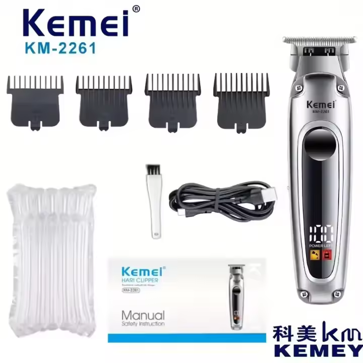 Cortadora de pelo Kemei 2261 para barbería, cortadora de pelo eléctrica, recargable por USB, cortadora de barba inalámbrica, potente máquina de corte de pelo para hombres - 1