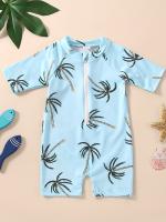Bañador encantador con estampado de árbol de coco para niña, traje de baño con protección solar, cómodo para la playa y la piscina - details 15