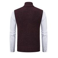 Suéter sin mangas de punto para hombre, cárdigan de terciopelo de lana con cremallera, jerséis de cuello alto, Chaleco de punto - details 12