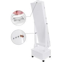 Armario de Joyas con Espejo LED, Joyero con Cerradura, Organizador con Cajón y Estante, Idea de Regalo, Blanco Nube JJC025W01, 41.5x37x157cm - details 38