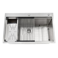 Fregadero de Cocina de Acero Inoxidable Montado en la Superficie, 33x22x10 Pulgadas, Escritorio de Trabajo, Placa de Cortar y Colador Incluidos - details 0