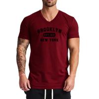 Brooklyn Est. 1631 New York Letter V Neck T-Shirts for Men Slim Fit Casual T Shirt Fashion Breathable Cotton Short Sleeve Tshirt - details 10