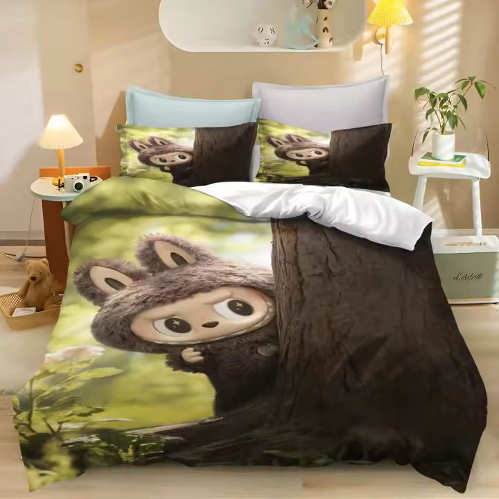 Juego de Ropa de Cama de Dibujos Animados Labubu Estampado de Anime Zimomo - 1