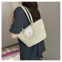Bolso de mujer de gran capacidad, bolso de mano portátil con bandolera, bolso tejido de paja - details 8