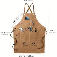 Delantal de trabajo genérico con bolsillos, ropa de trabajo de lona para restaurante, cocina, camarero, hombre y mujer - details 6