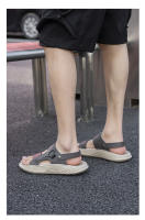 Sandalias de hombre, nuevas zapatillas de suela gruesa para pisar mierda, ropa exterior de alta elasticidad de suela blanda versátil de moda, zapatillas de playa de verano - details 11