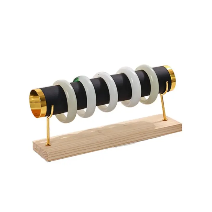 Estante de almacenamiento de Metal, Base de madera de terciopelo, soporte organizador de pulsera, soporte para presentación de joyería desmontable multicapa, centro comercial - 1