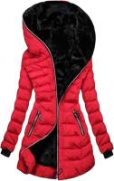 Chaqueta de Invierno con Capucha y Manga Larga Cálida, Estilizada, Abrigo de Lino con Forro de Vellón para Mujeres - details 9