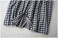 Vestido literario de primavera y otoño, cómodo, de algodón de doble capa, con cuello levantado, de manga larga, holgadas de cuadros - details 10