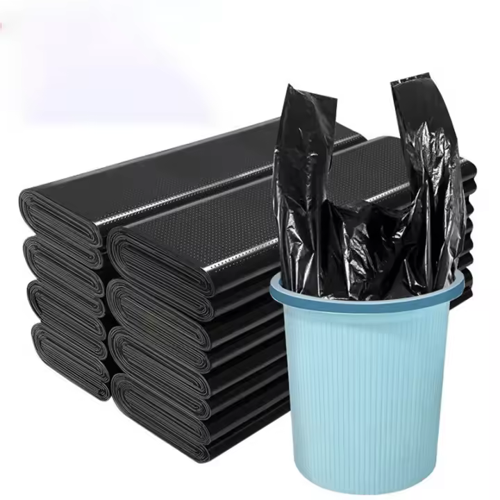 Bolsa de plástico negra para el hogar, 100/200 Uds., mango para reciclaje de basura, lata de basura de gran capacidad, bolsas de basura de cocina Mart de 32x52cm - 1