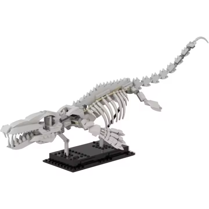 Mosasaur Skeleton Dinosaur Fossiles con aletas posables y cola MOC Build para mayores de 18 años - 1