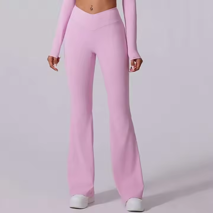 Mallas acampanadas cintura alta mujer, Yoga pierna ancha gimnasio, entrenamiento, deportivos para Fiess, pantalones de baile - 1