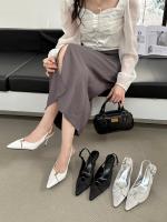 Temperamento francés bolsa cabeza sandalias nueva trasera stiletto vacío tacones altos socialite cabeza puntiaguda boca poco profunda zapatos individuales - details 38