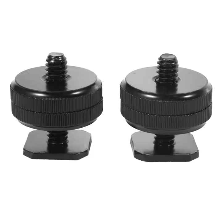 Adaptador de montaje de zapata para cámara DSLR, tornillo de trípode a Zapata de Flash, 1/4 pulgadas-20, 2 paquetes - 1