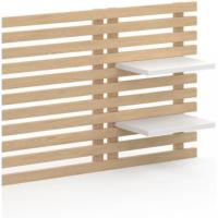 cama, colgante, de listones (240 cm, madera clara y estantes blancos) - details 1